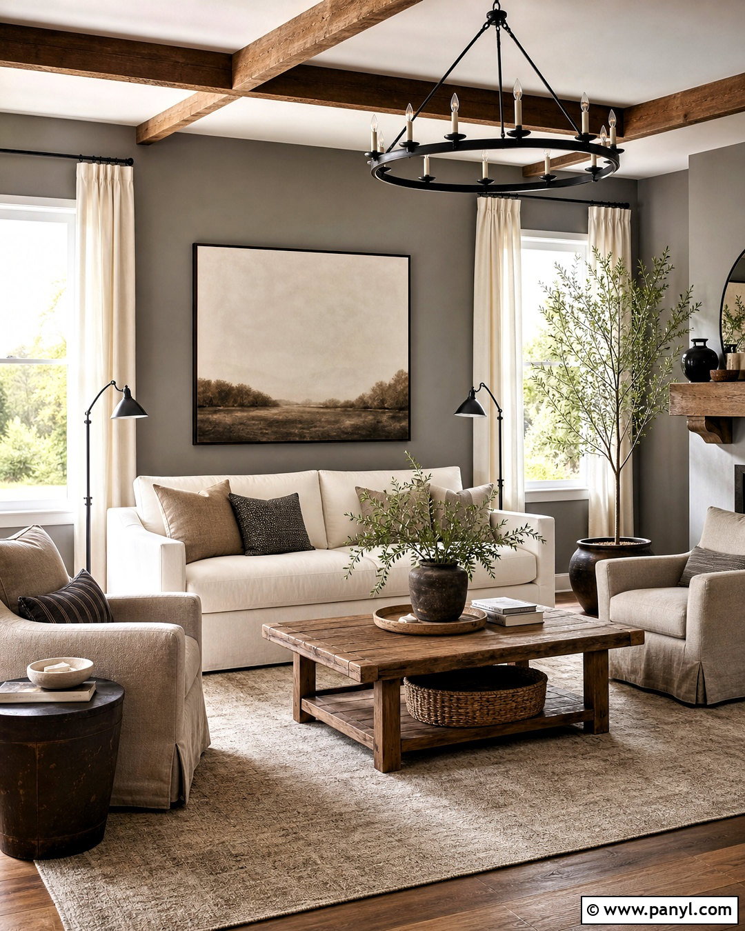 Gray Living Room With Modern Farmhouse Decor - 20 gray wall living room ideas
