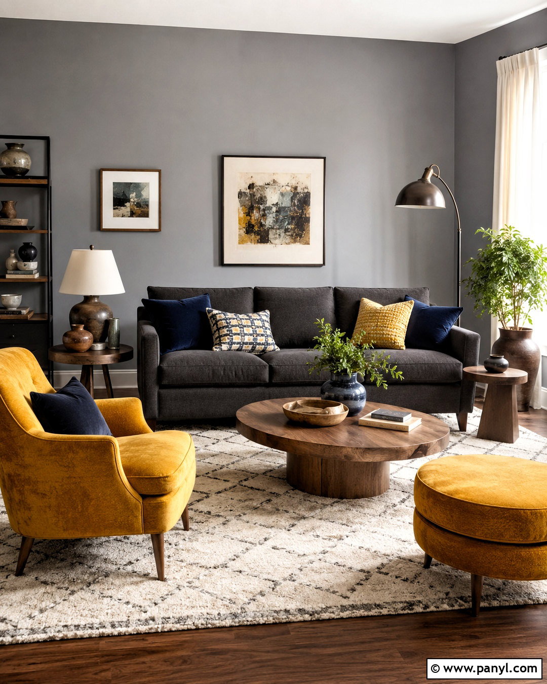 Gray Living Room With Mustard Yellow - 20 colors that go with gray living rooms