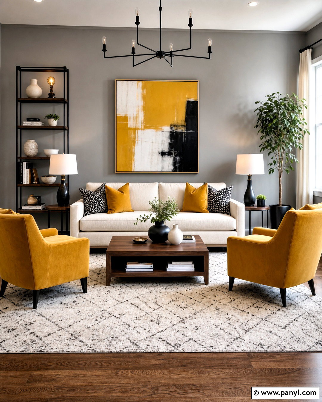 Gray Living Room With Mustard Yellow Accents - 20 gray wall living room ideas