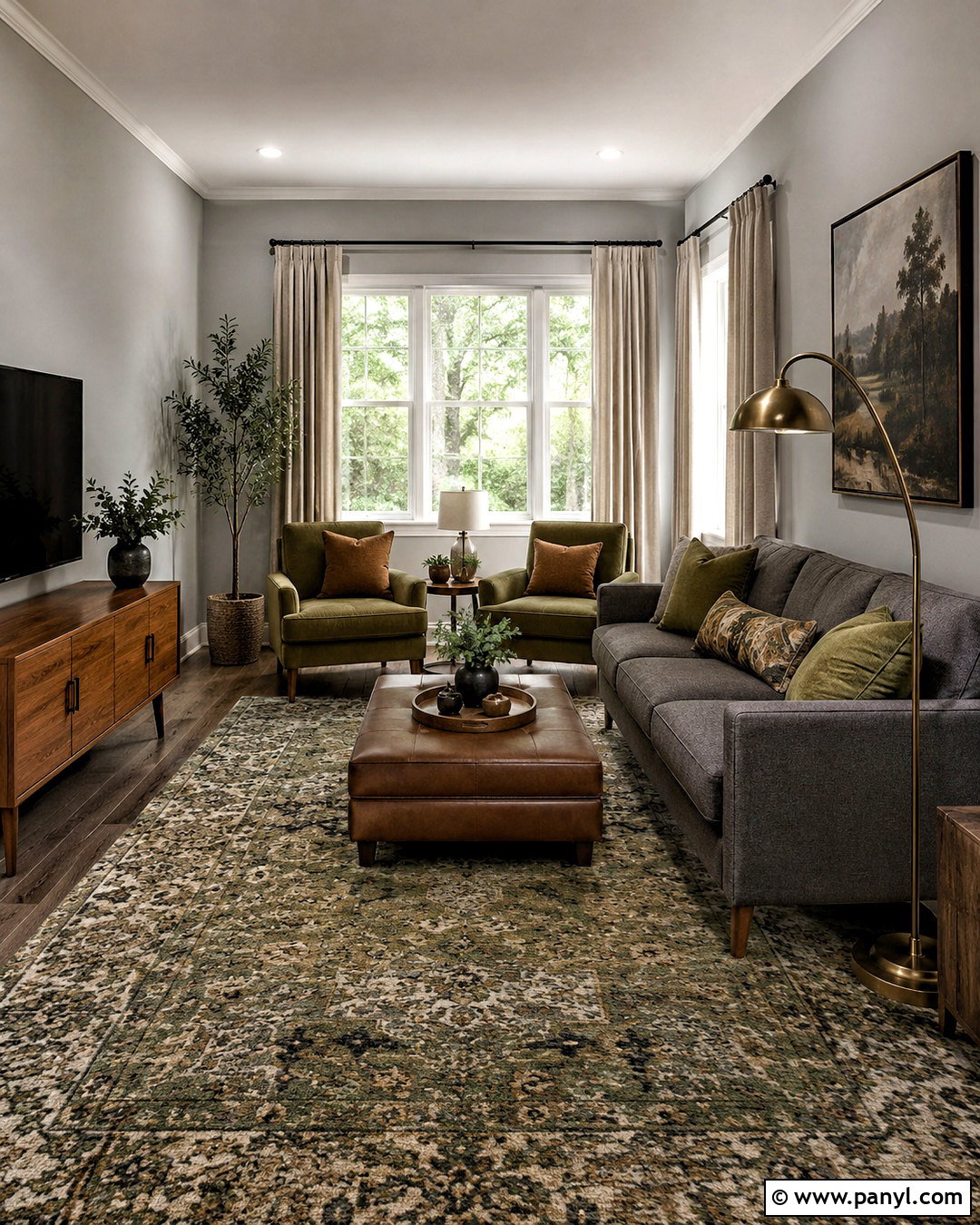 Gray Living Room With Olive Green - 20 colors that go with gray living rooms