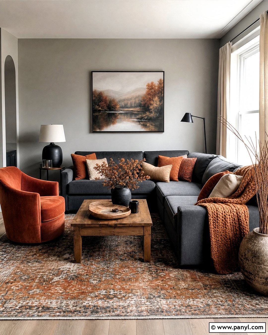 Gray Living Room With Rust Orange - 20 accent colors for gray living room ideas