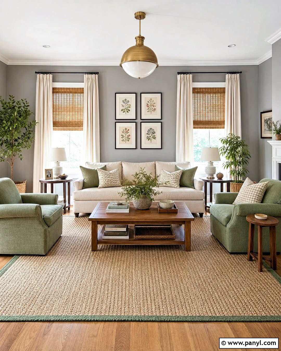 Gray Living Room With Sage Green Accents - 20 gray wall living room ideas