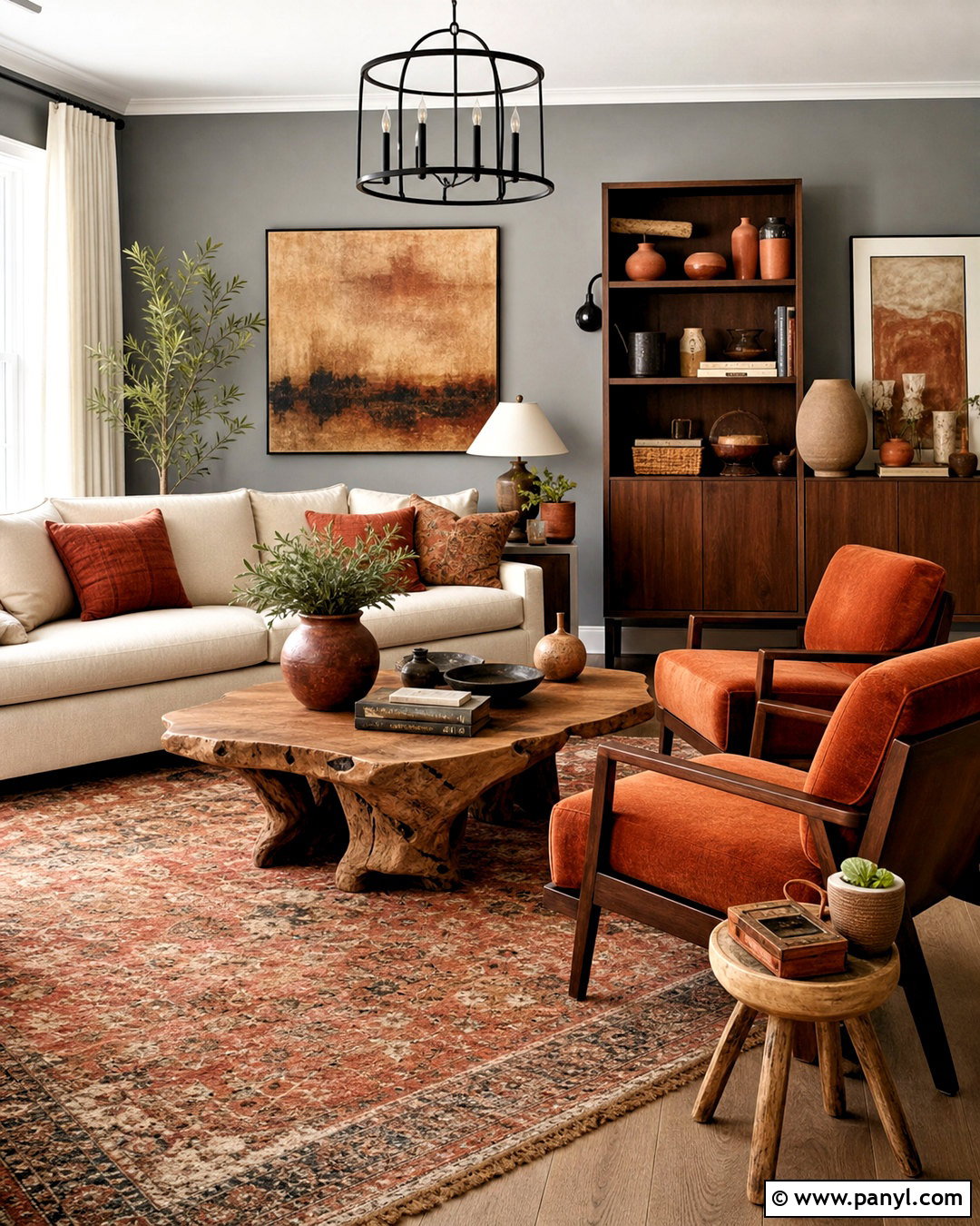Gray Living Room With Terracotta Decor - 20 gray wall living room ideas
