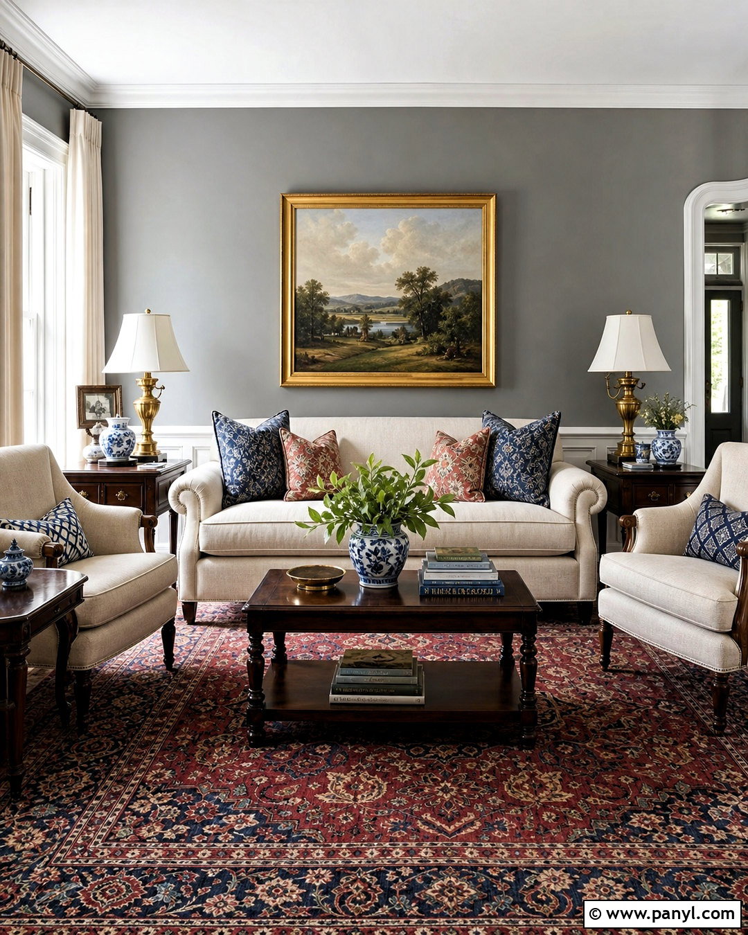 Gray Living Room With Traditional Decor - 20 gray wall living room ideas