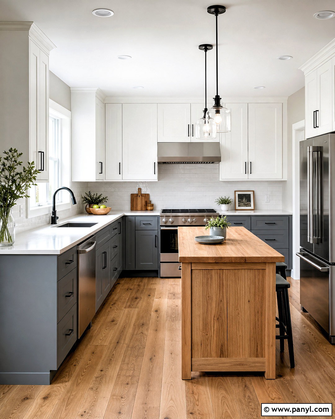 Gray Lower Cabinets With White Upper Cabinets - 20 kitchens with gray cabinets