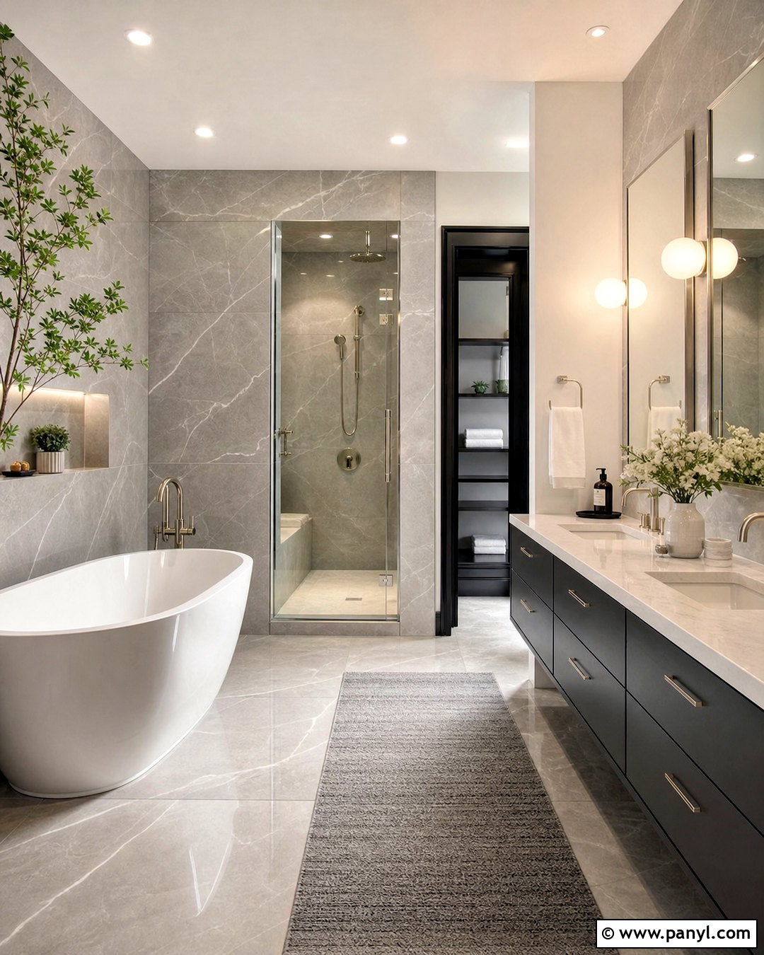 Gray Marble Bathroom - 20 grey and white bathroom ideas