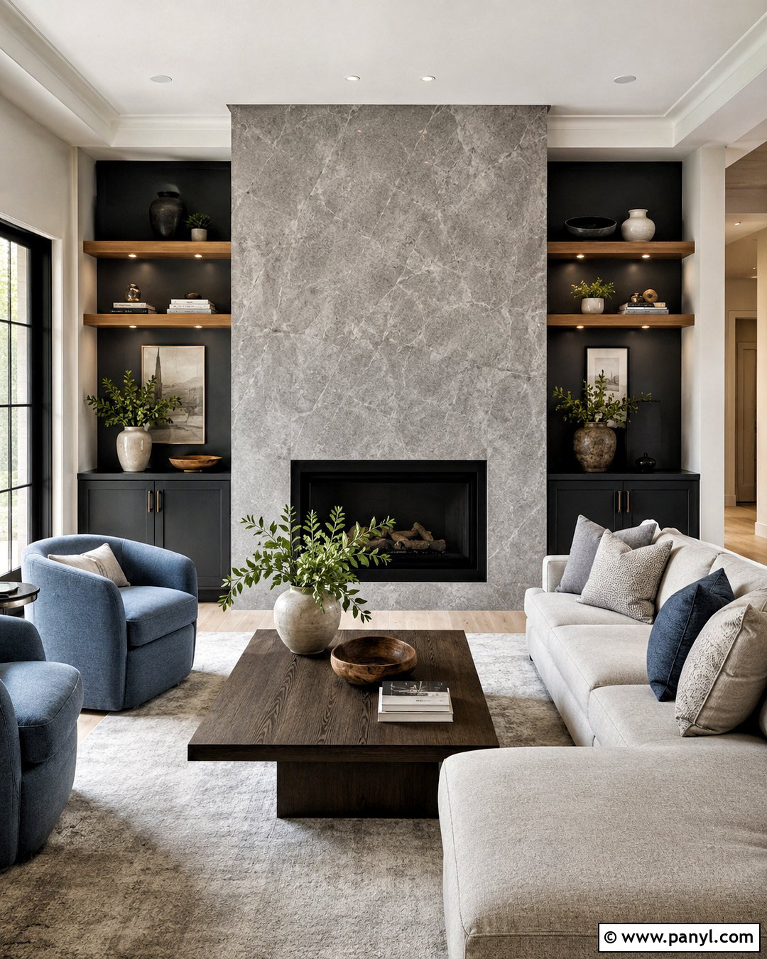 Gray Marble Fireplace Wall - 20 marble wall living room ideas