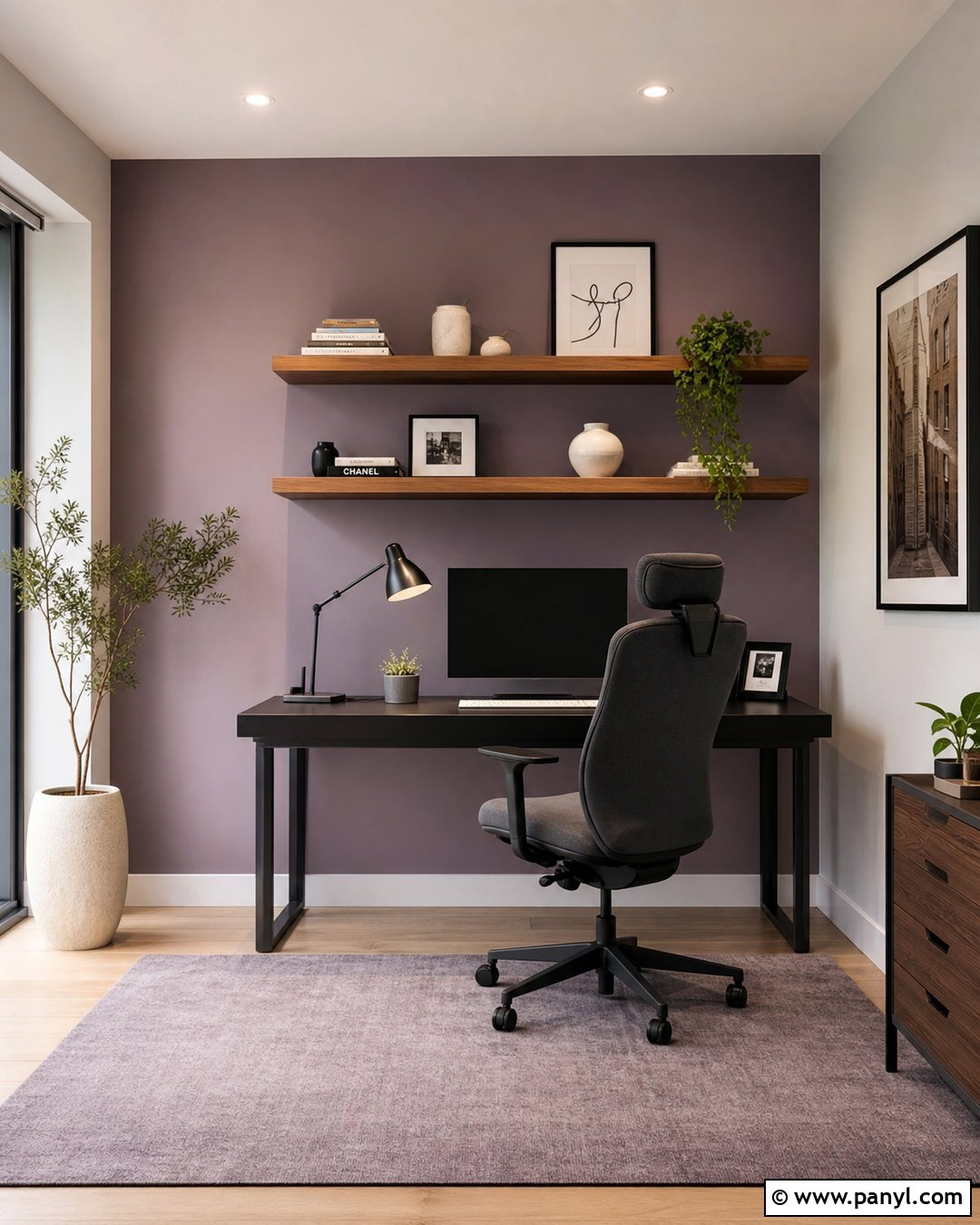 Gray Mauve Accent Wall Home Office - 30 Mauve Accent Wall Ideas