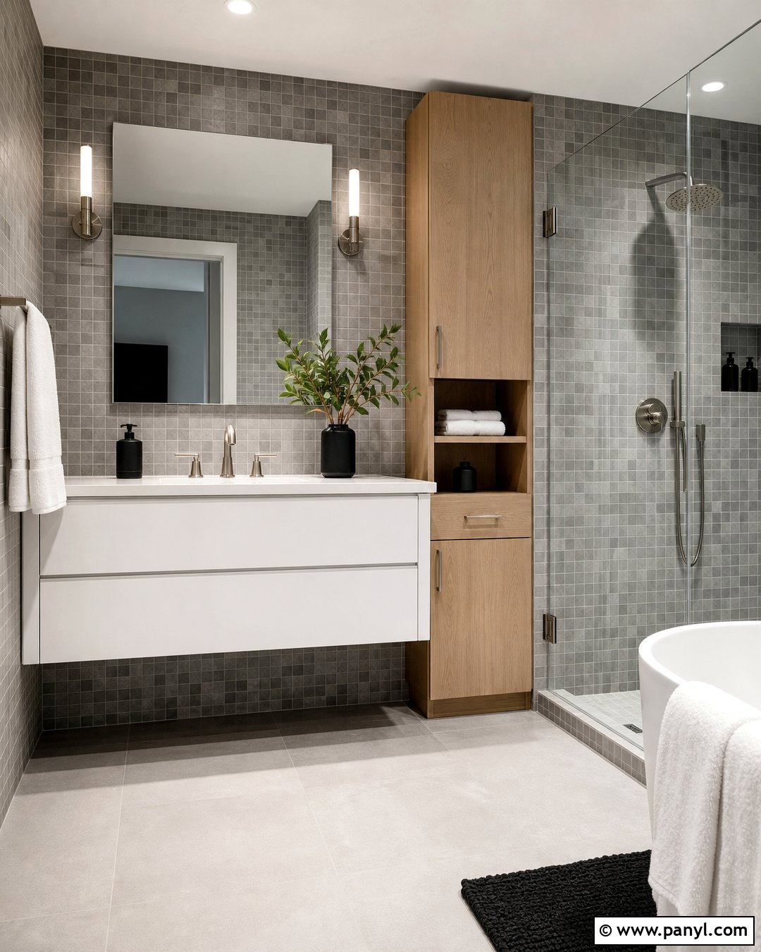 Gray Mosaic Bathroom Walls - 20 Gray Textured Bathroom Walls