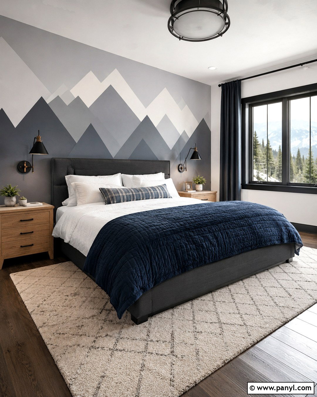 Gray Mountain Geometric Wall - 20 Modern Geometric Wall Paint Ideas