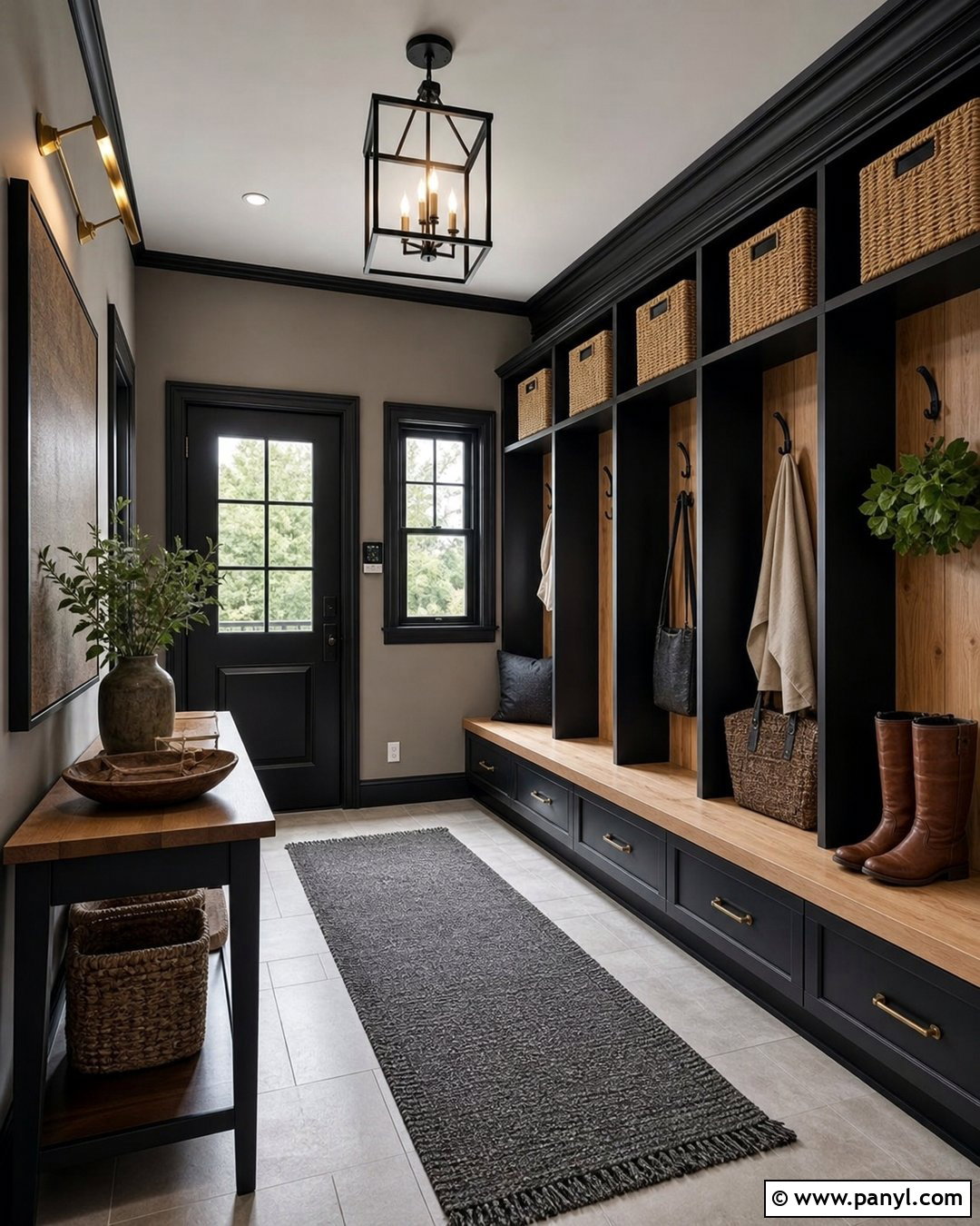 Gray Mudroom With Black Trim - 35 gray walls with black trim ideas