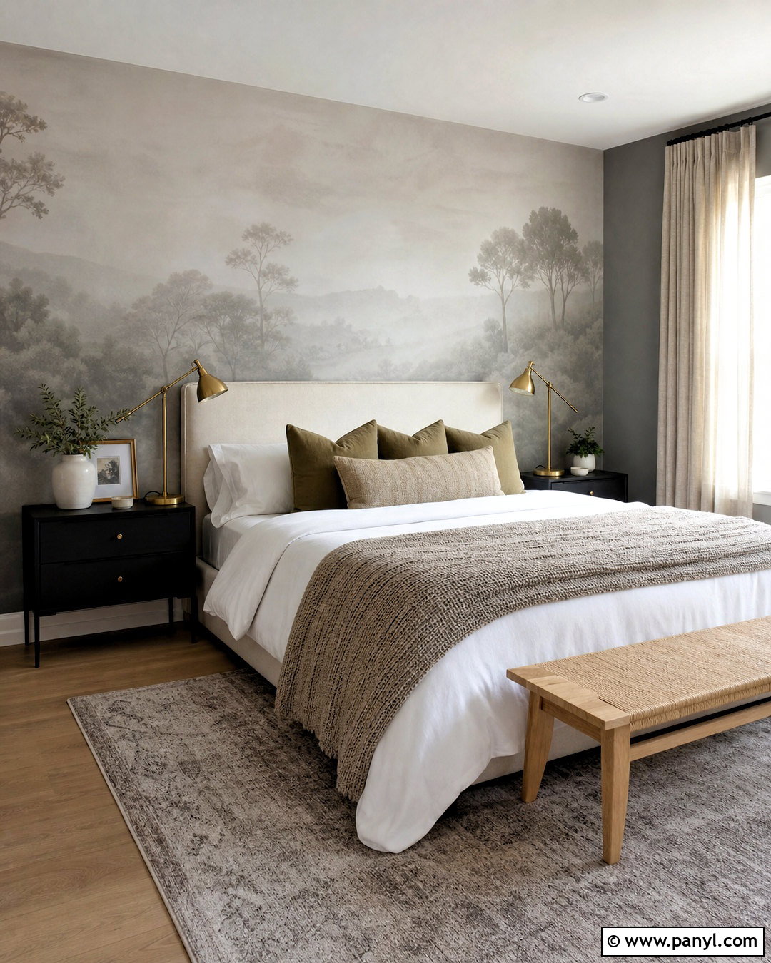 Gray Mural Accent Wall Guest Bedroom - 20 gray accent wall ideas