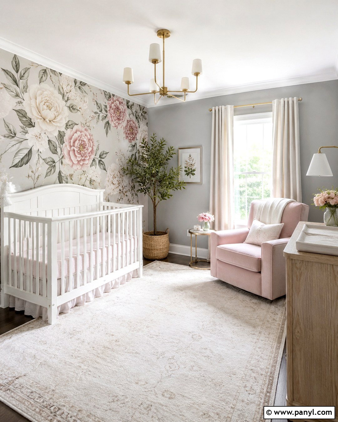 Gray Nursery With Floral Wallpaper - 20 Nursery With Gray Walls