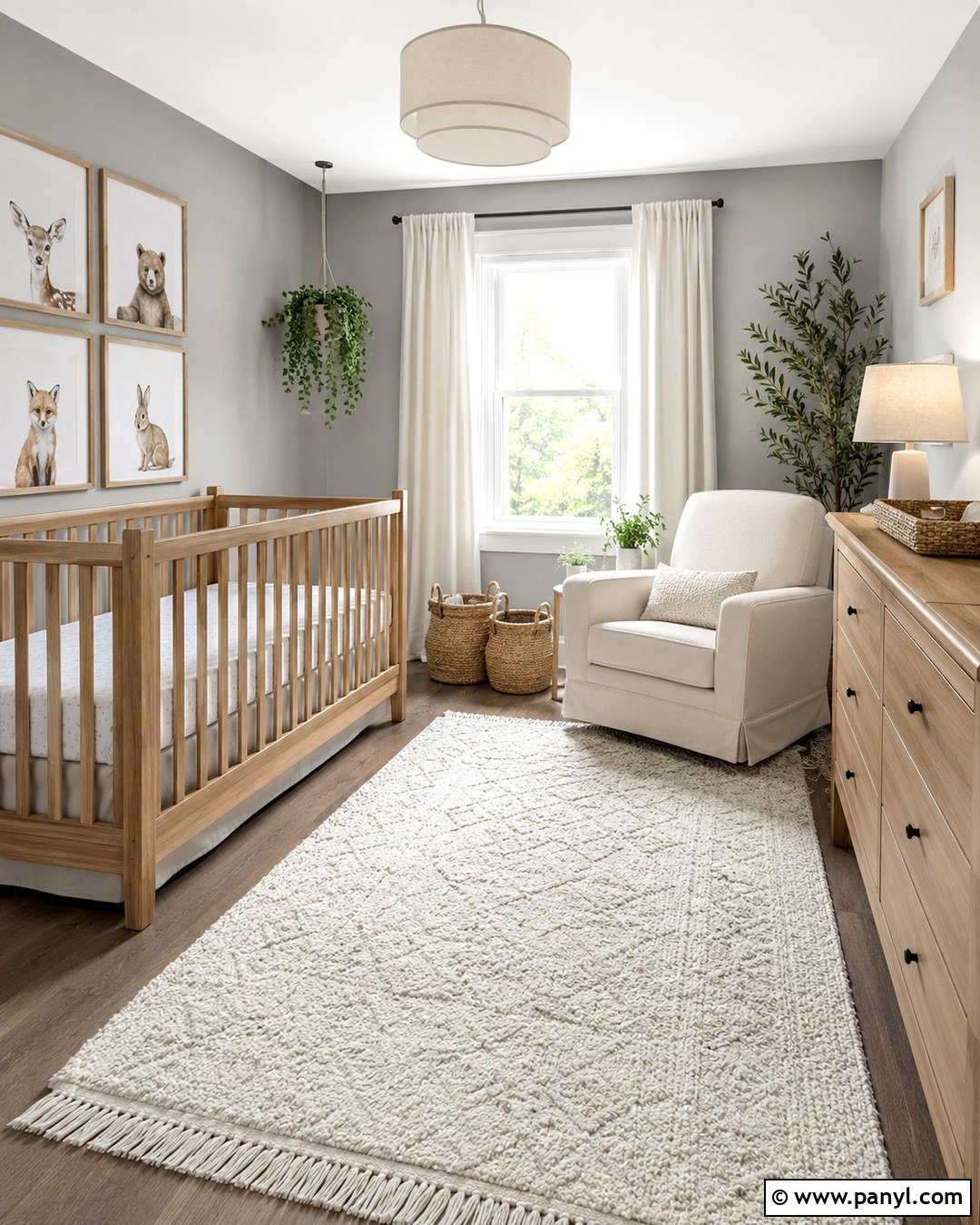 Gray Nursery With Natural Wood Crib - 20 Nursery With Gray Walls