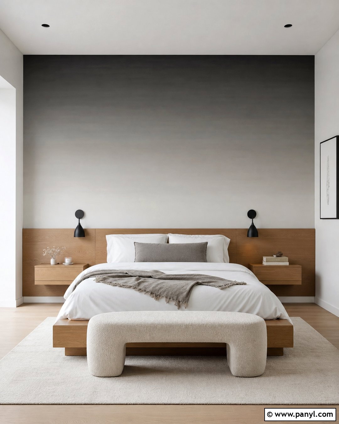 Gray Ombre Accent Wall Minimalist Bedroom - 25 Ombre Accent Wall Ideas