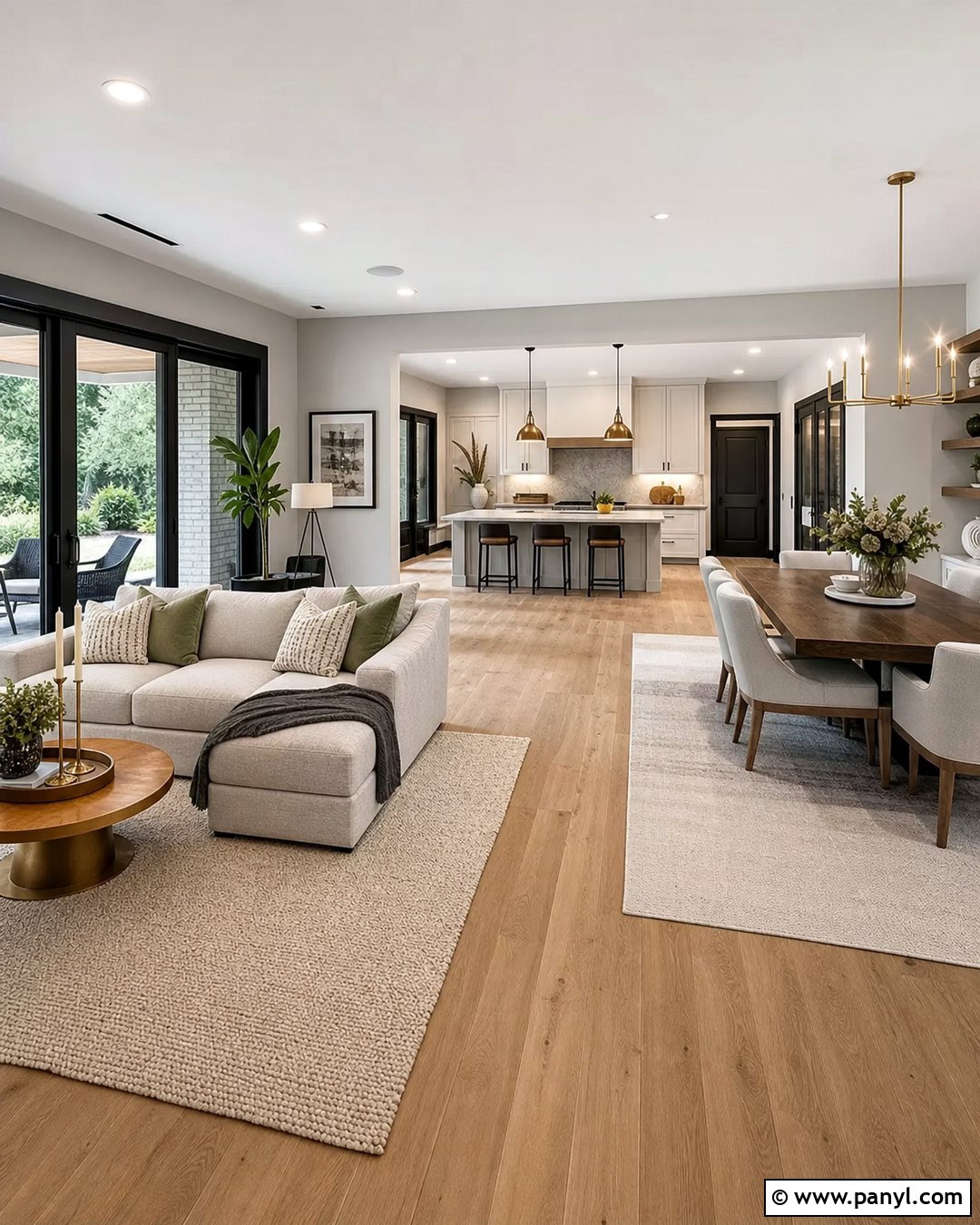 Gray Open Plan Room With Black Trim - 35 gray walls with black trim ideas