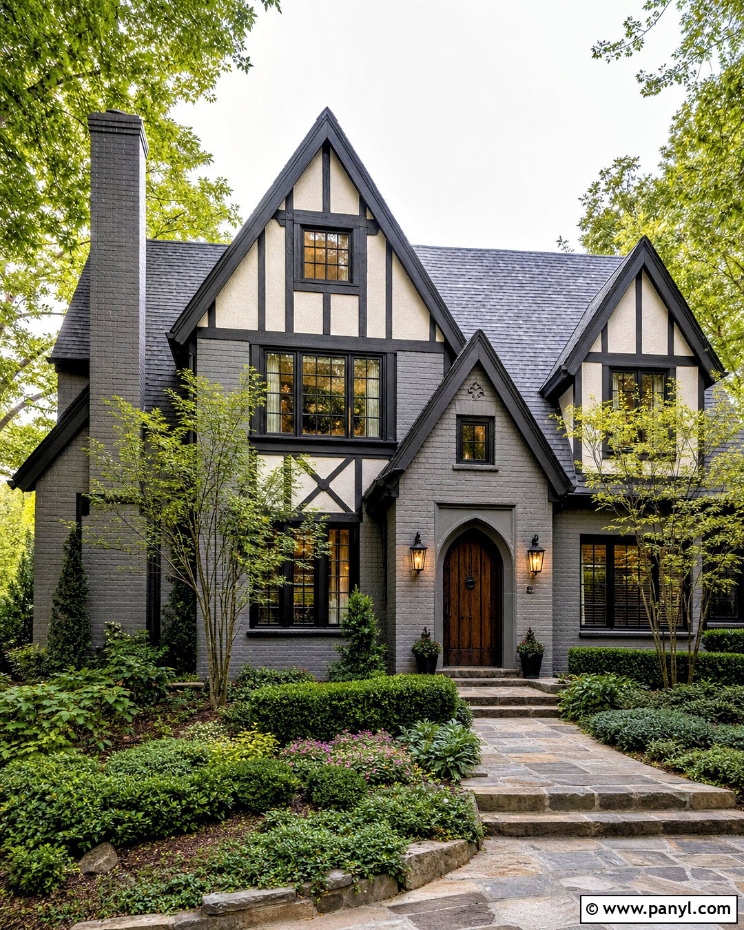 Gray Painted Brick Tudor With Dark Timber - 20 grey painted brick ideas