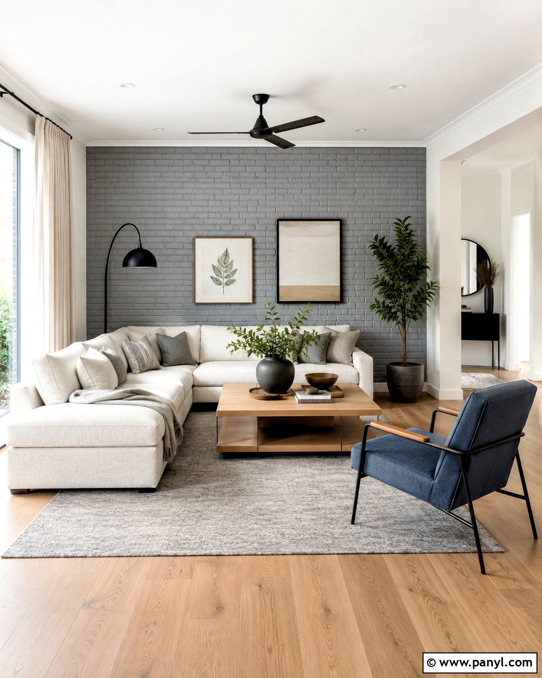 Gray Painted Brick Wall Living Room - 20 painted brick walls living room ideas