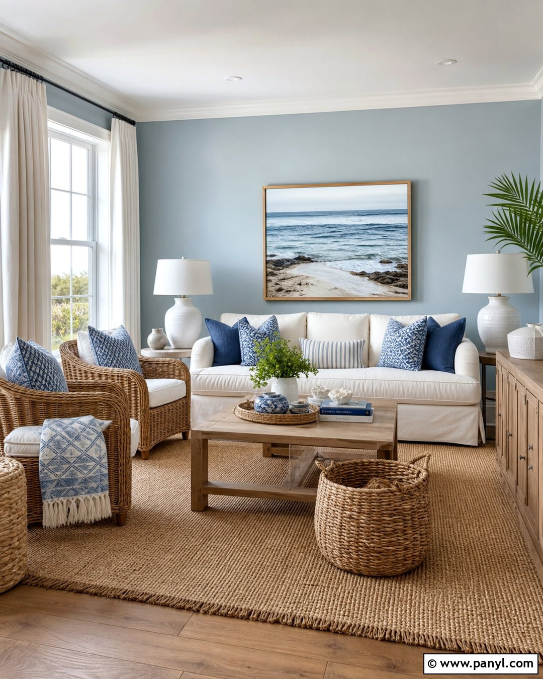Gray Painted Walls Coastal Living Room - 35 Gray Painted Walls