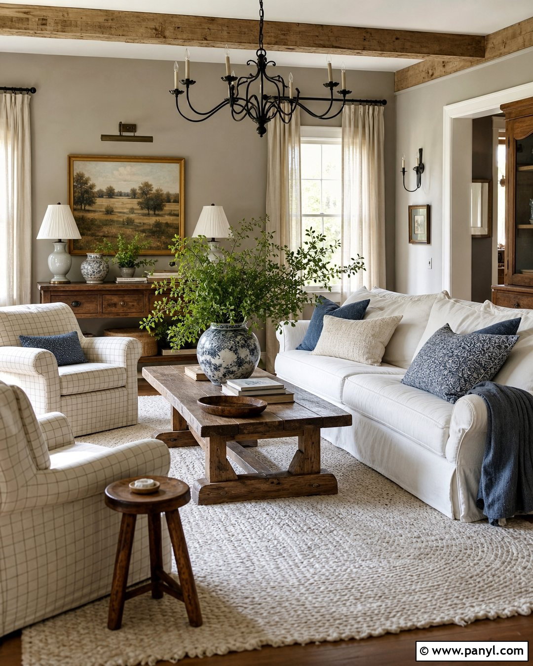 Gray Painted Walls Farmhouse Living Room - 35 Gray Painted Walls