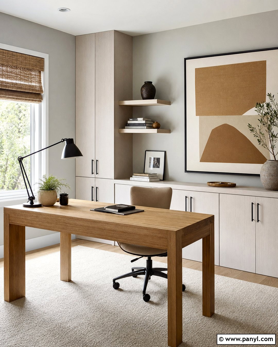 Gray Painted Walls Minimalist Home Office - 35 Gray Painted Walls