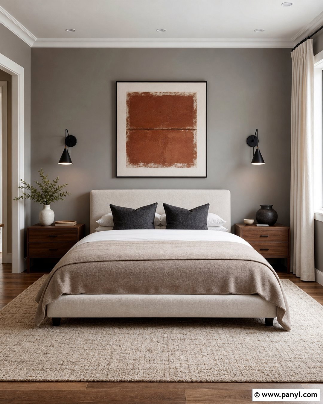 Gray Painted Walls Modern Bedroom - 35 Gray Painted Walls