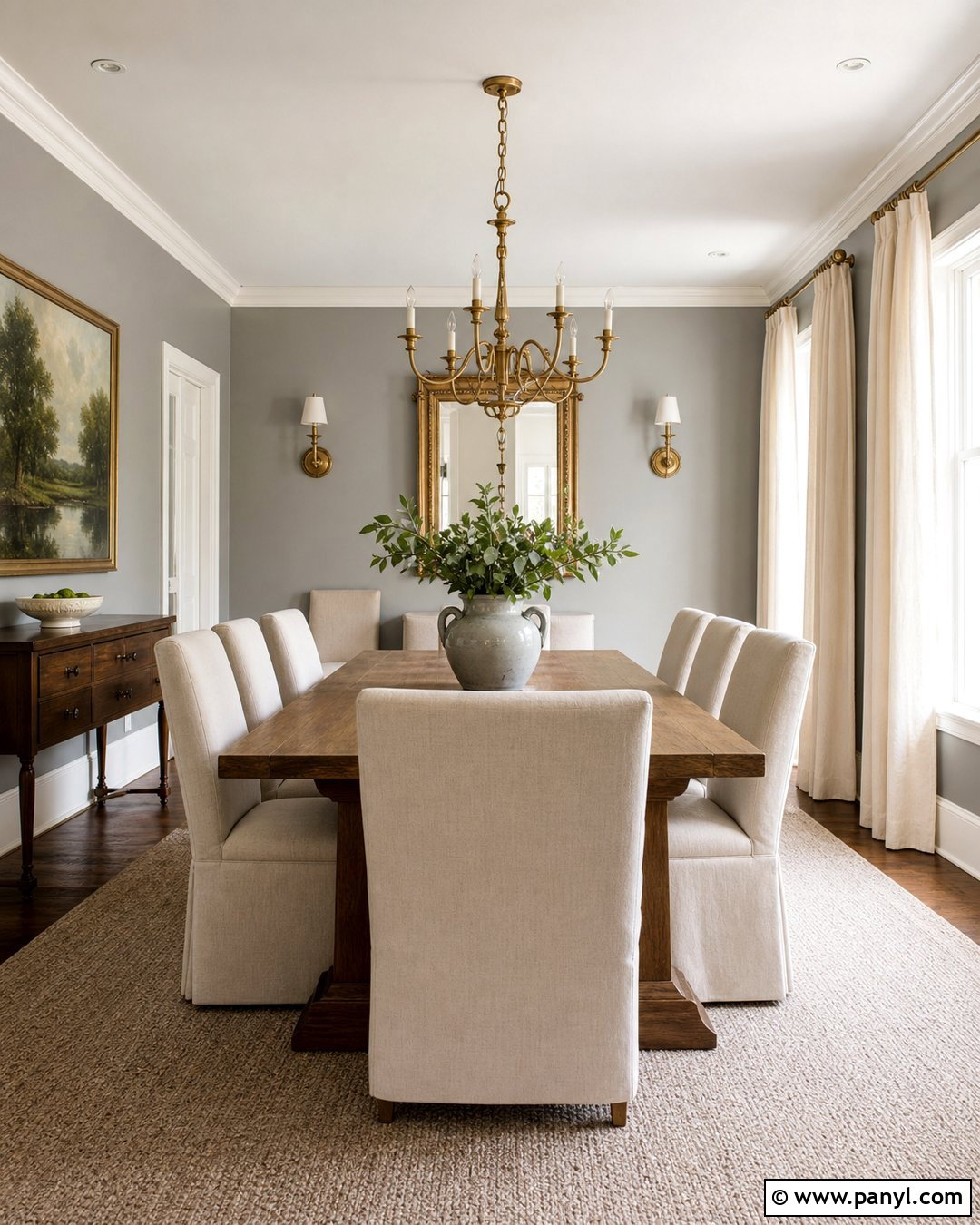 Gray Painted Walls With Brass Accents - 35 Gray Painted Walls