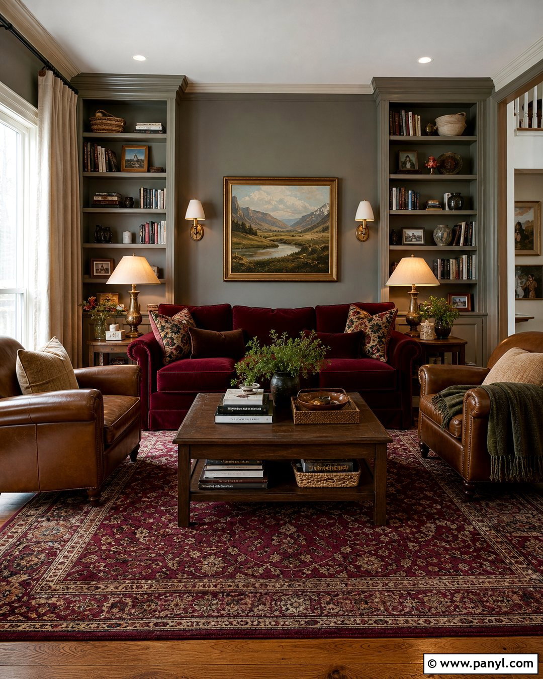 Gray Painted Walls With Burgundy Accents - 35 Gray Painted Walls