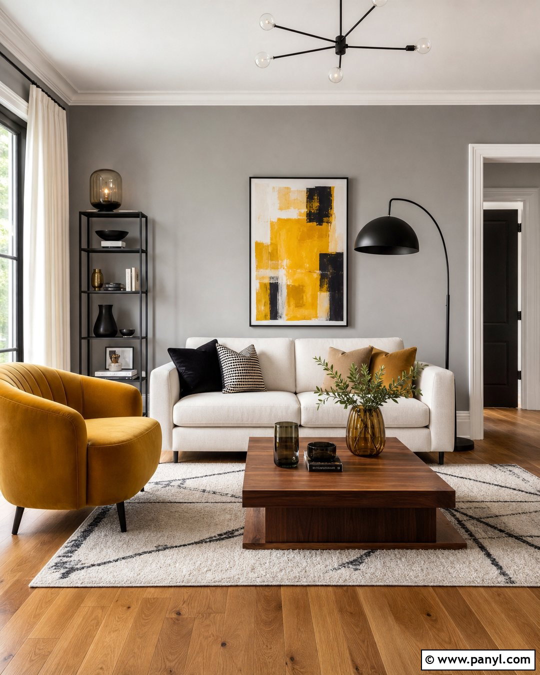 Gray Painted Walls With Mustard Yellow - 35 Gray Painted Walls