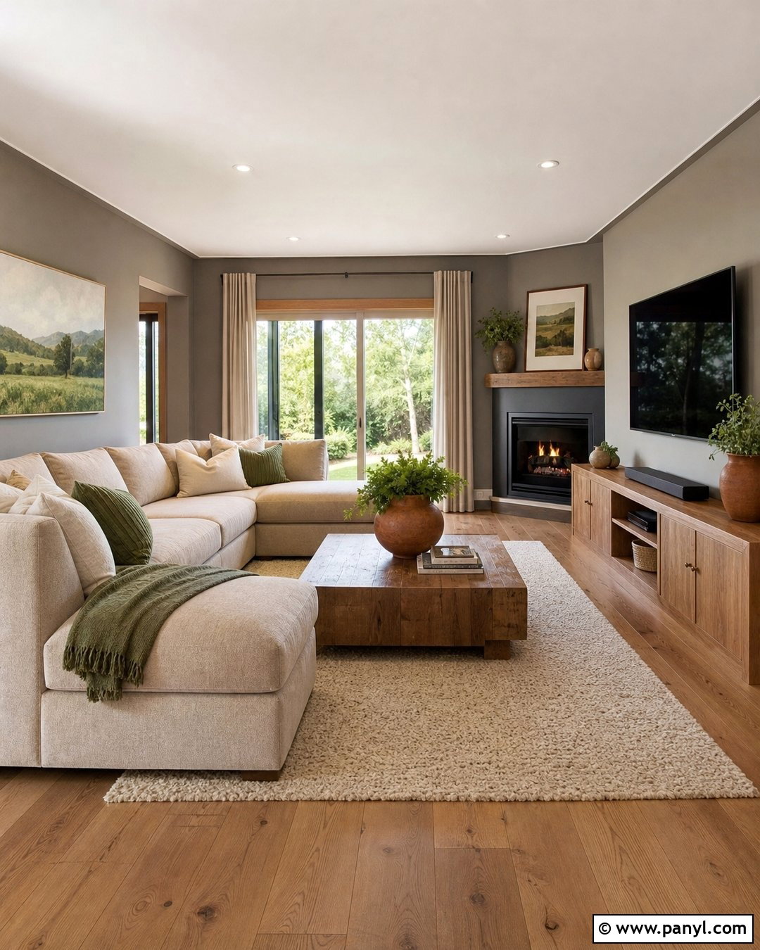 Gray Painted Walls With Natural Oak - 35 Gray Painted Walls