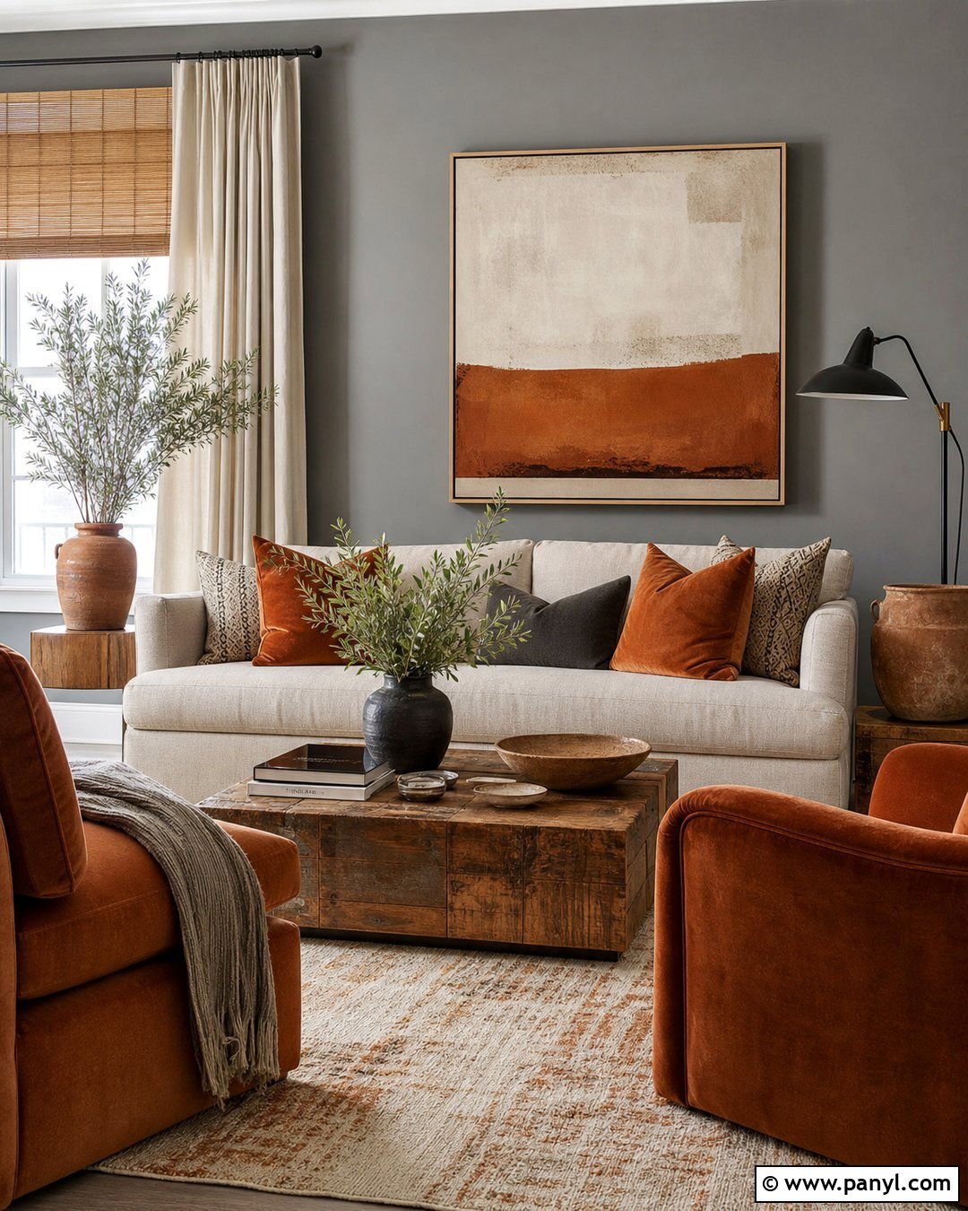 Gray Painted Walls With Terracotta Decor - 35 Gray Painted Walls