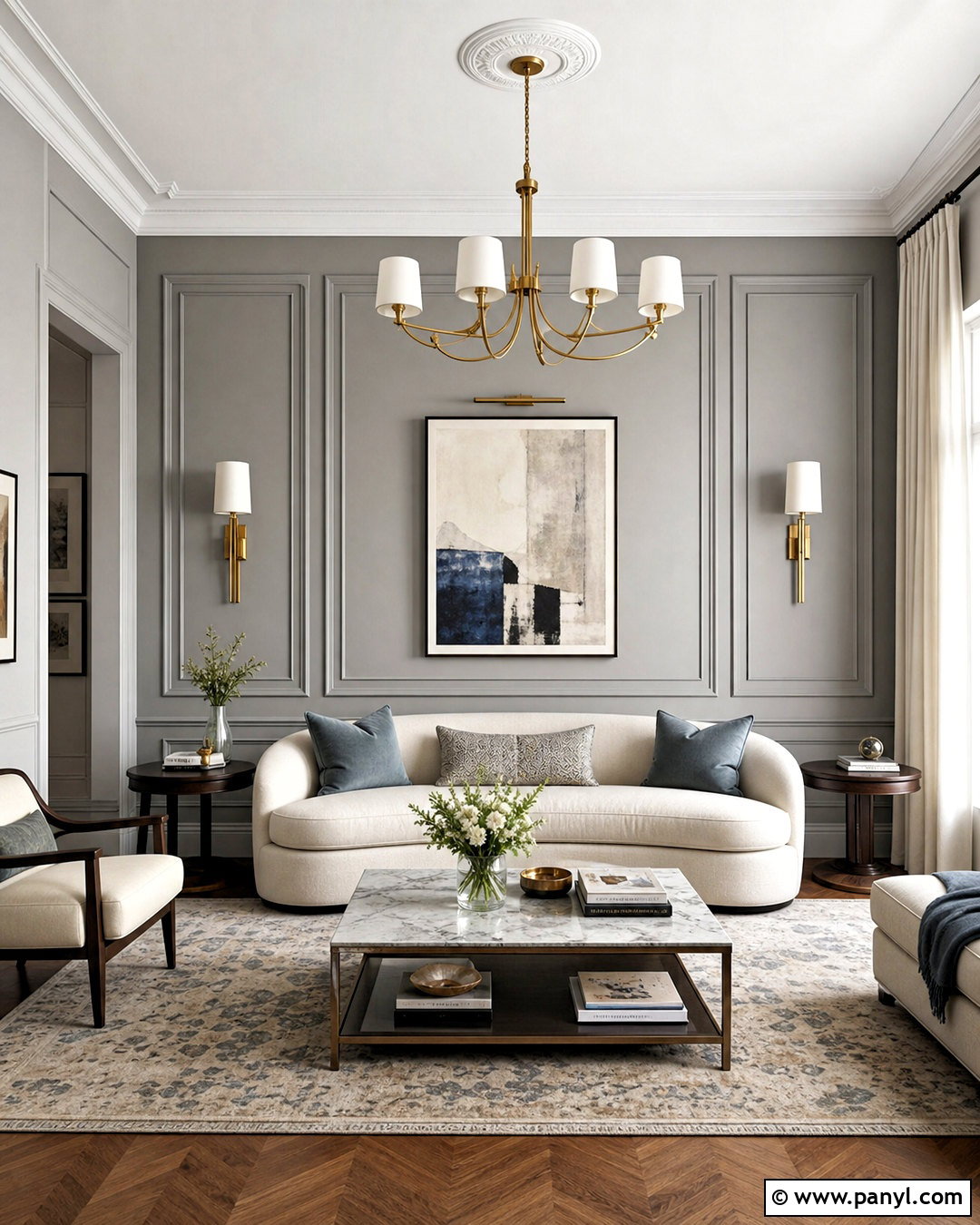 Gray Picture Frame Molding Accent Wall - 20 accent wall gray living room ideas