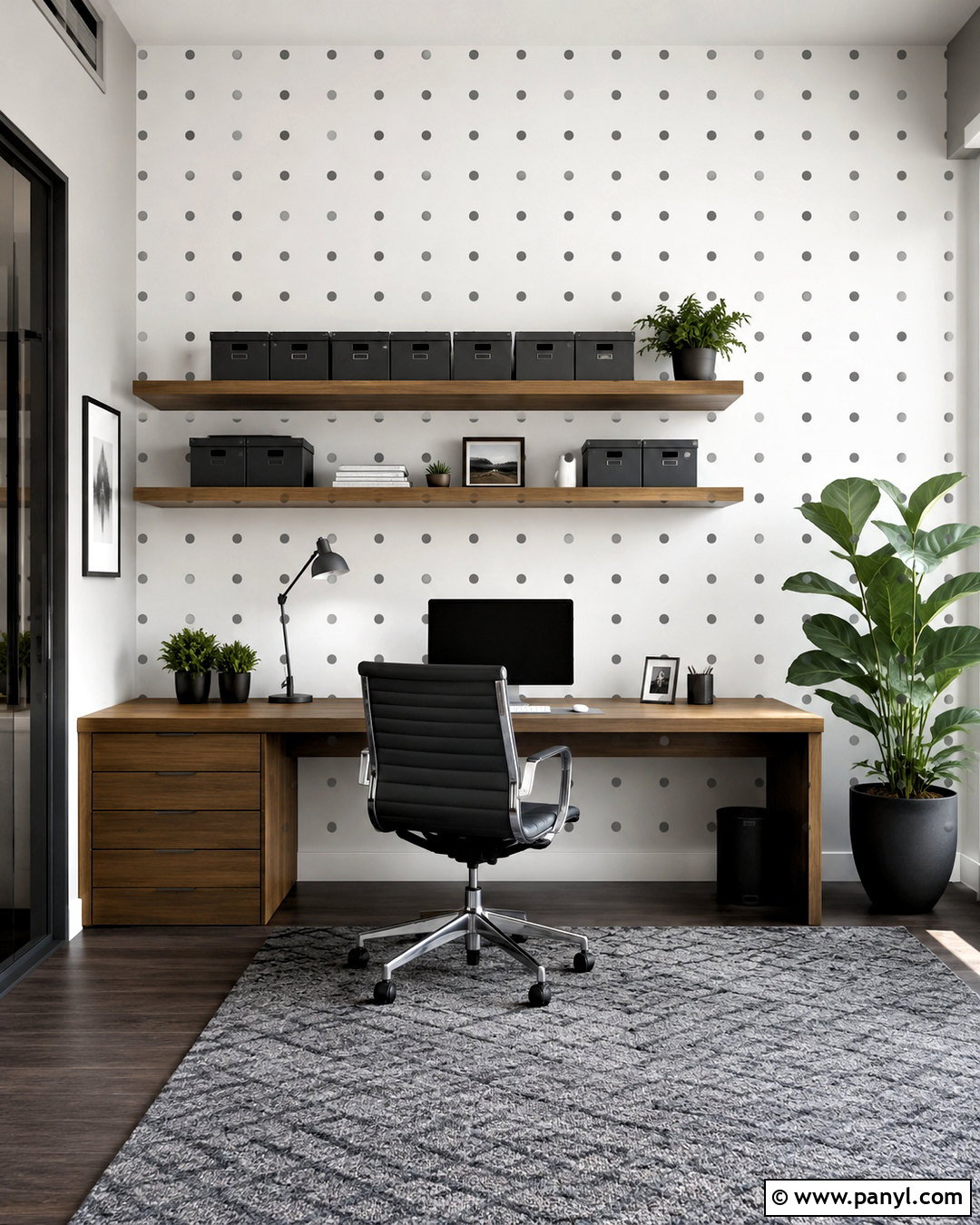 Gray Polka Dot Home Office Wall - 40 polka dot walls