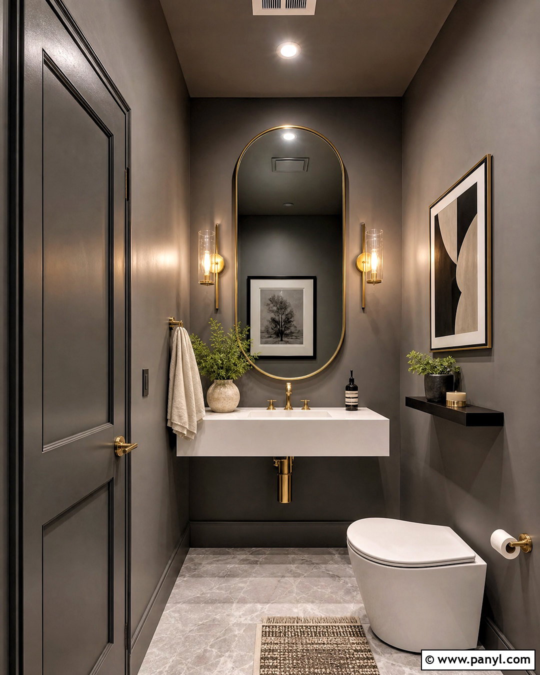 Gray Powder Room - 20 small gray bathroom ideas