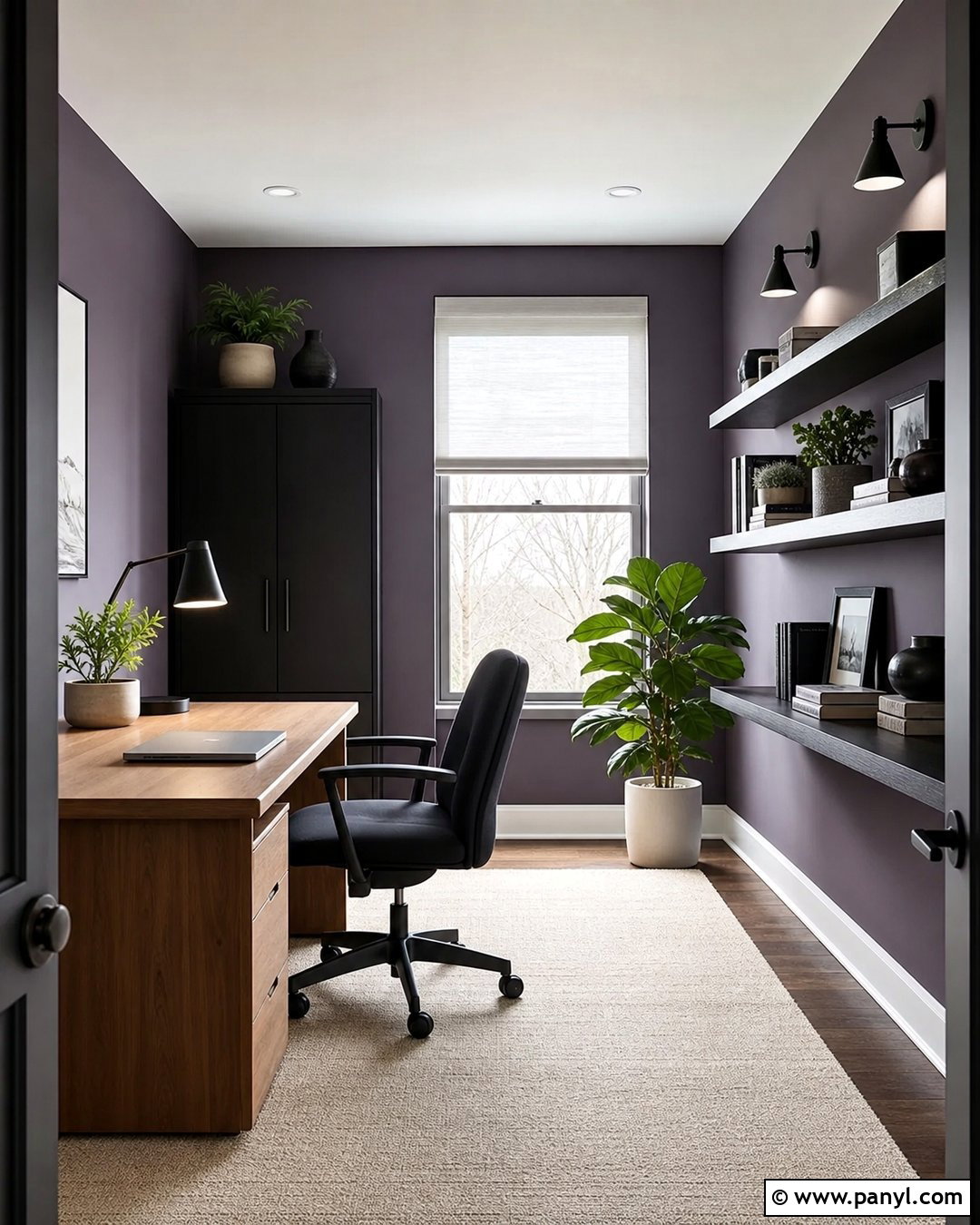 Gray Purple Home Office - 20 Modern Purple Wall Color Ideas