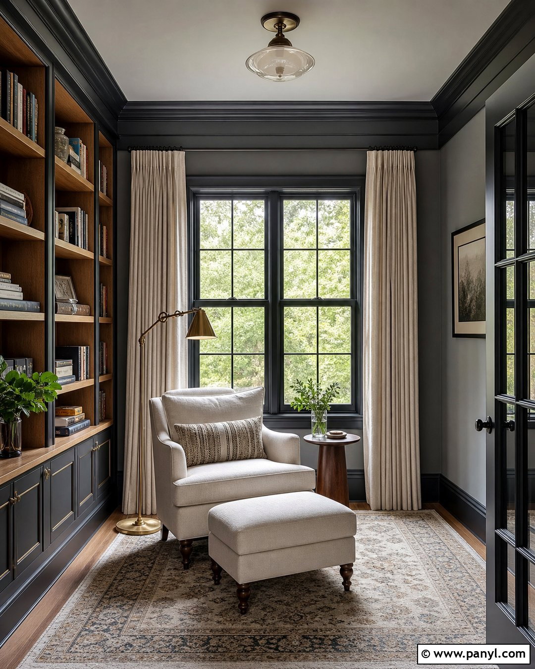 Gray Reading Room With Black Trim - 35 gray walls with black trim ideas
