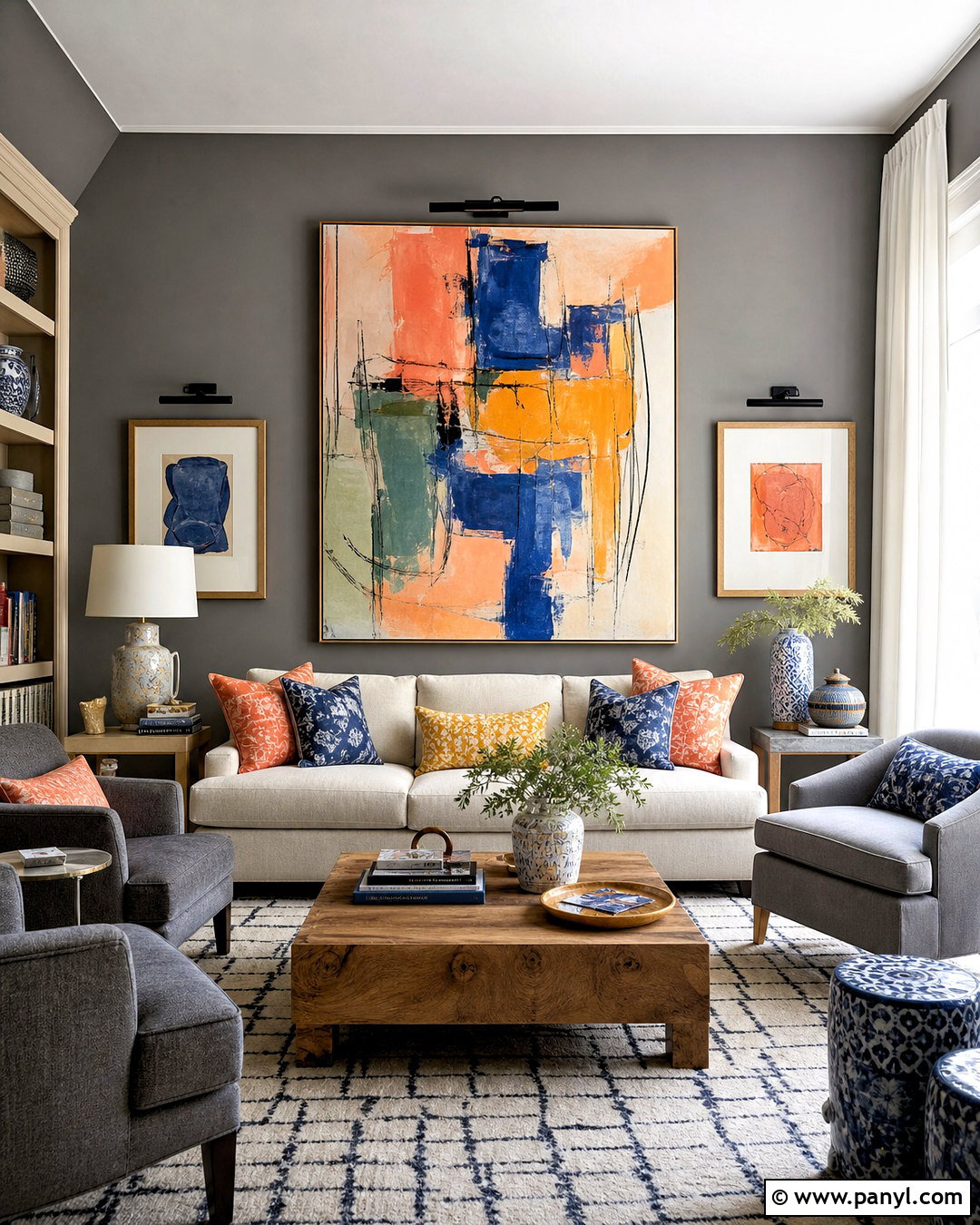 Gray Room With Colorful Art - 20 gray room decor ideas