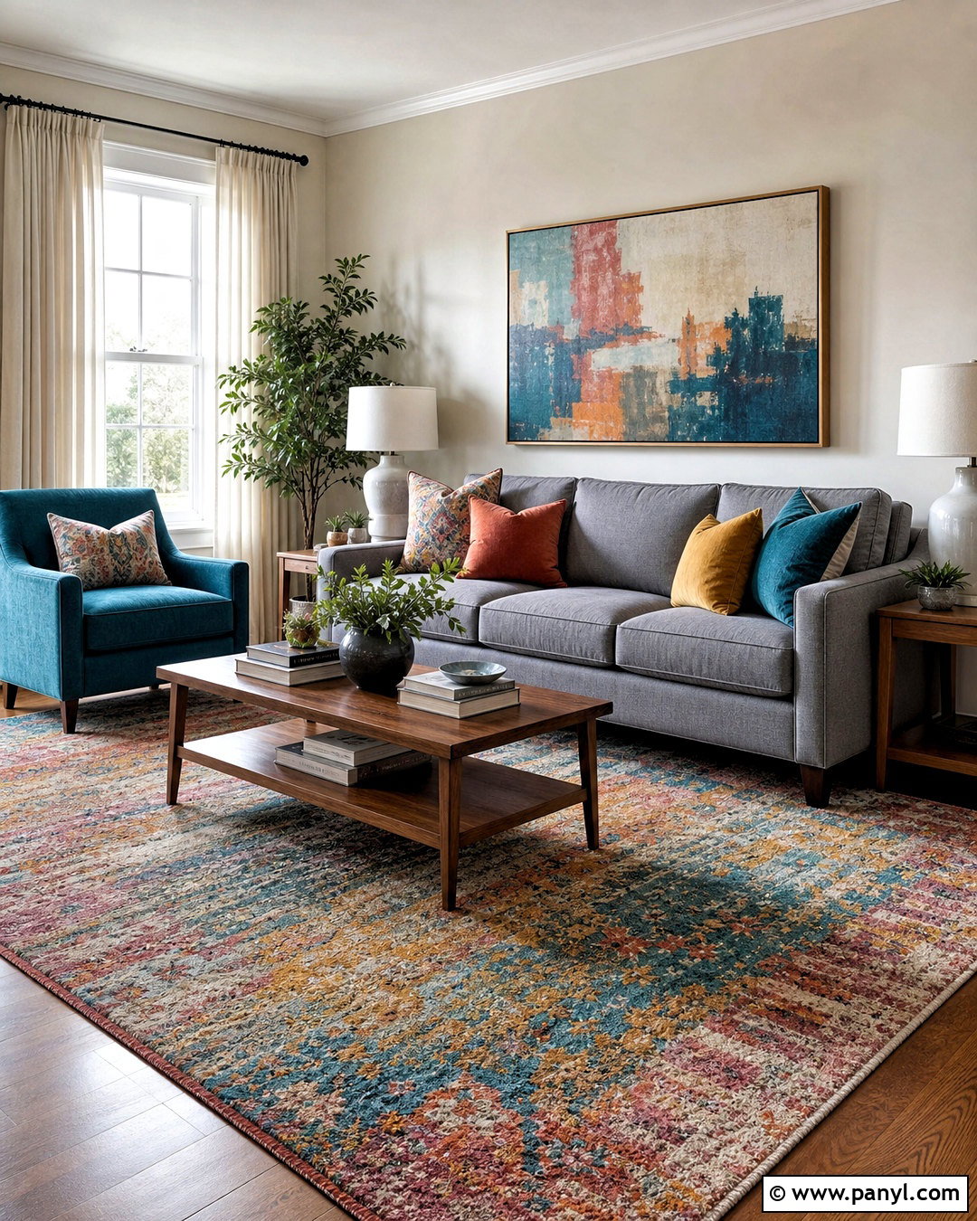 Gray Sofa With A Colorful Rug - 20 gray sofa styling ideas