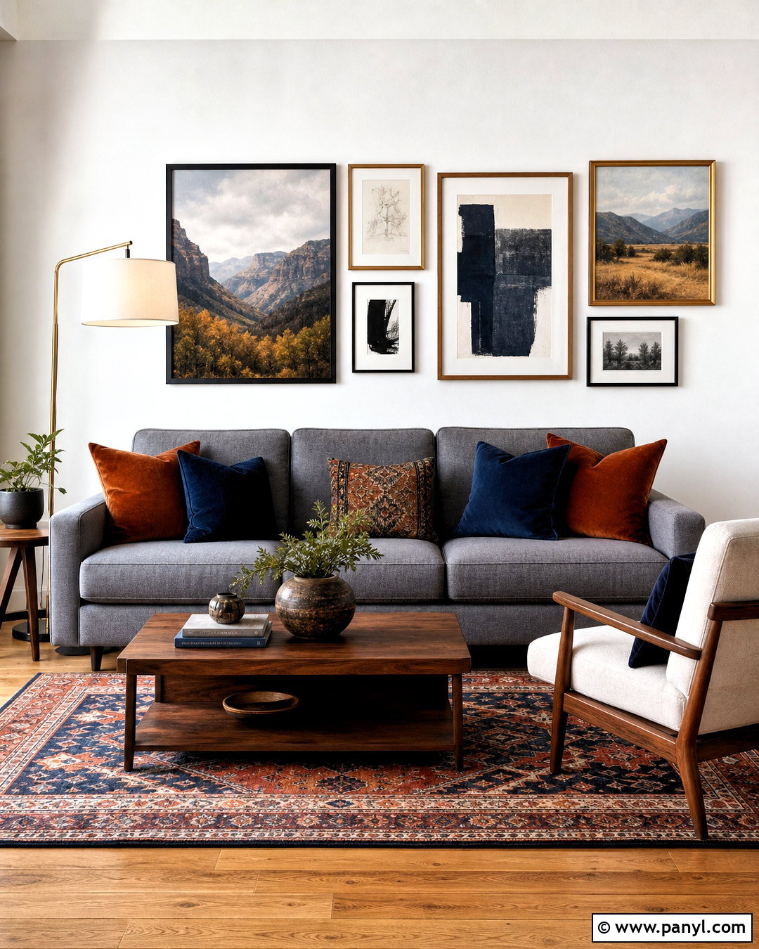 Gray Sofa With A Gallery Wall - 20 gray sofa styling ideas
