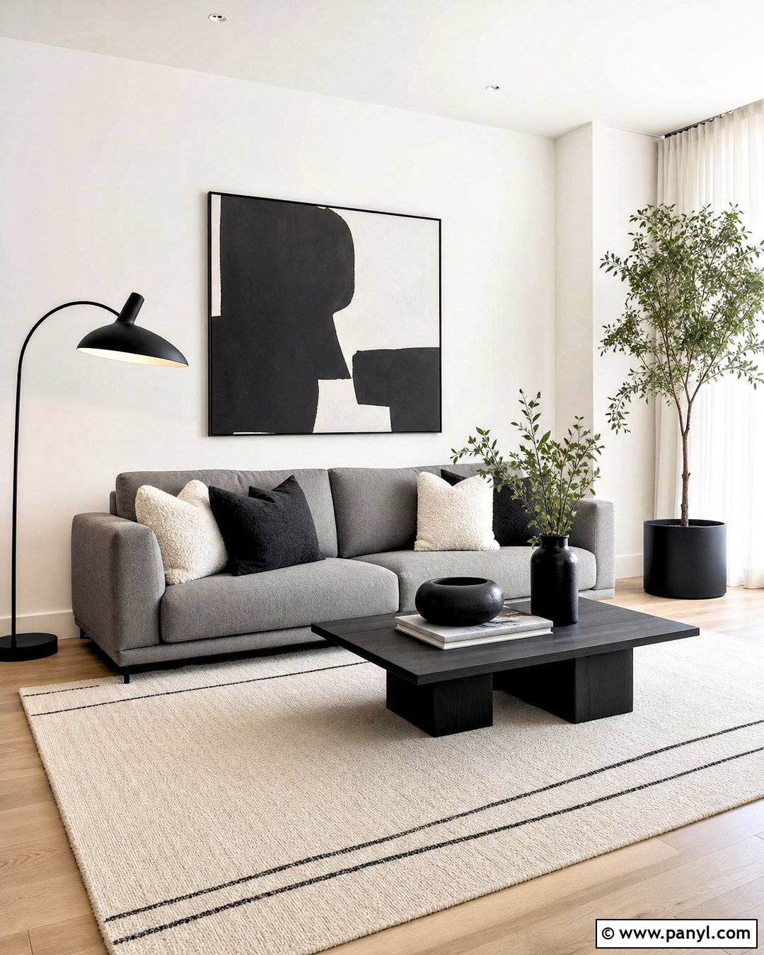 Gray Sofa With Black And White Decor - 20 gray sofa styling ideas