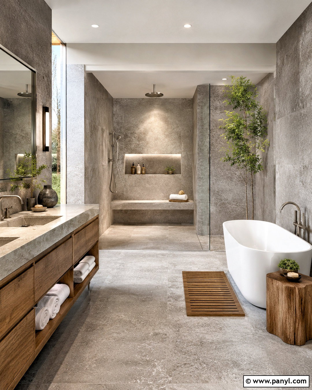 Gray Spa Bathroom With Natural Stone - 20 modern gray bathroom ideas