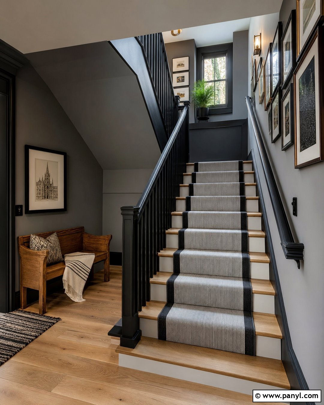Gray Staircase With Black Trim - 35 gray walls with black trim ideas