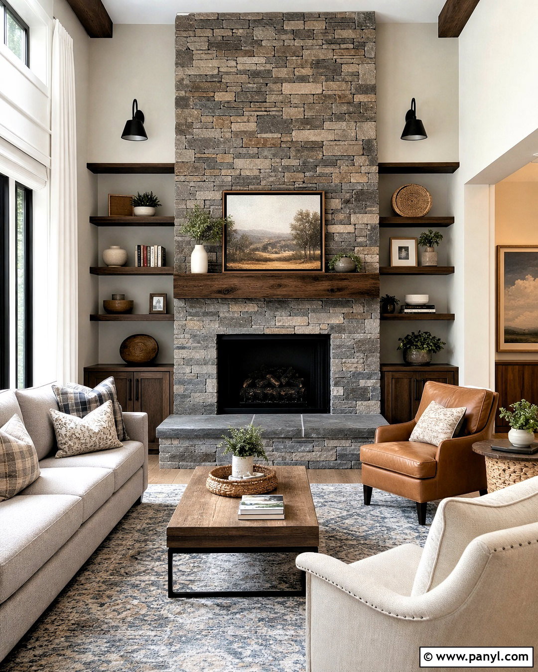 Gray Stone Fireplace Accent Wall - 20 accent wall fireplace living room ideas