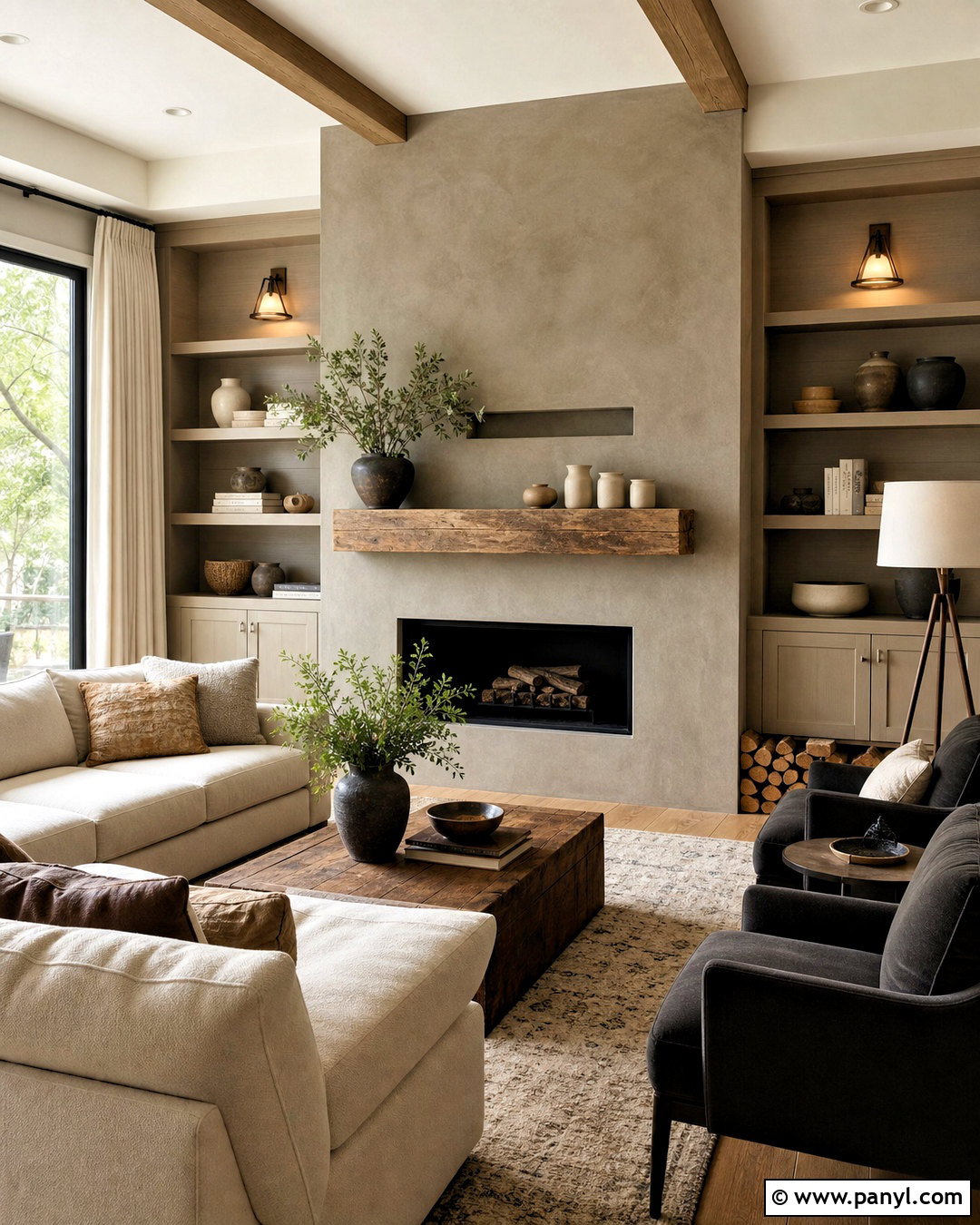 Gray Stucco Fireplace Wall - 20 stucco walls