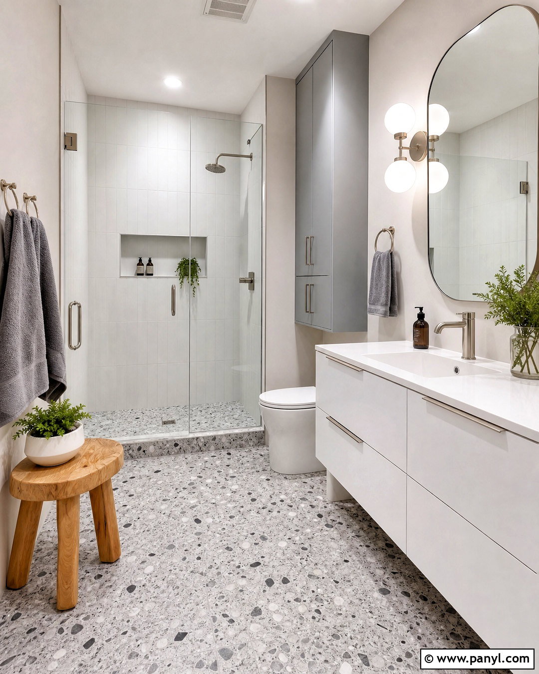 Gray Terrazzo And White Bathroom - 20 grey and white bathroom ideas