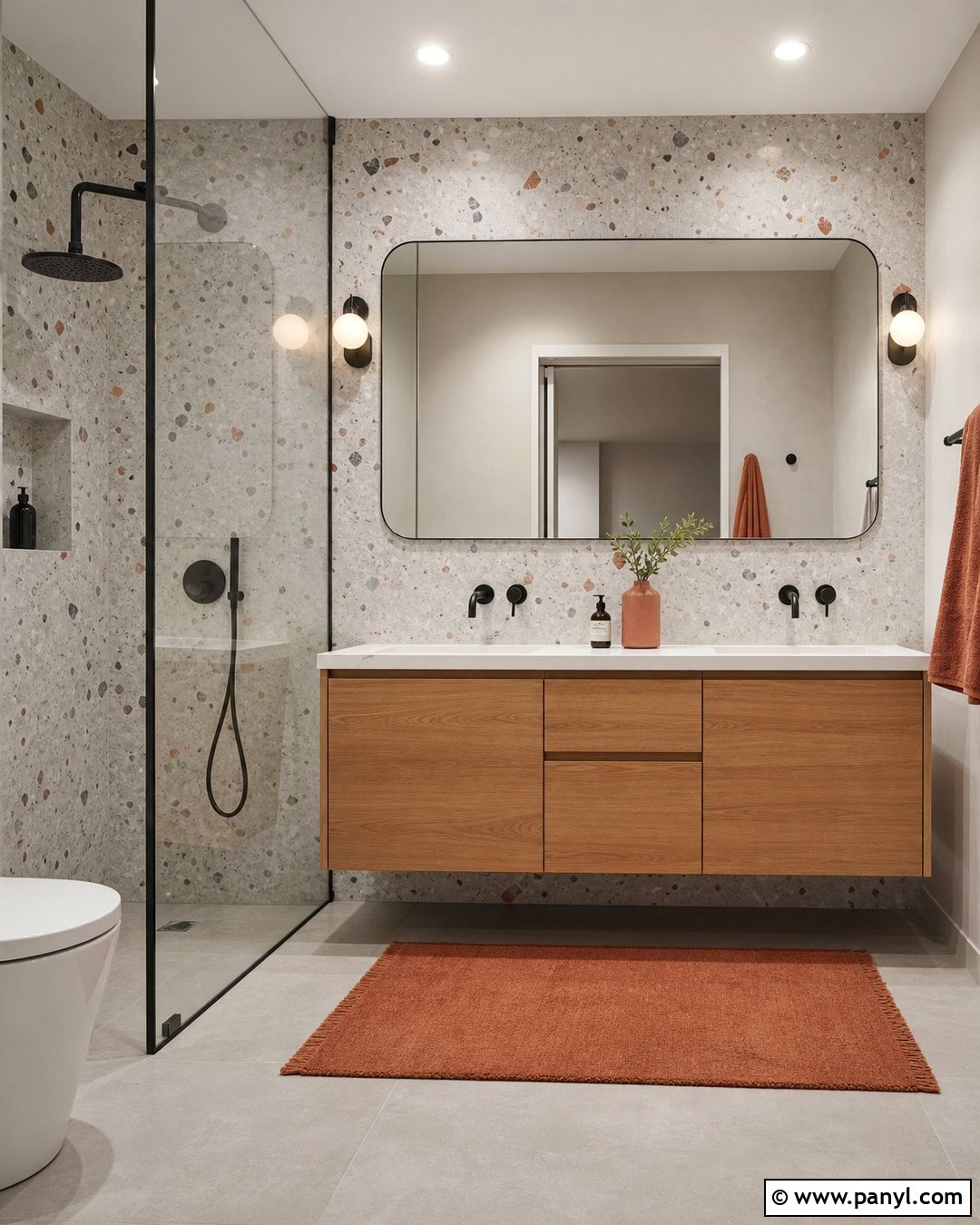 Gray Terrazzo Bathroom Walls - 20 Gray Textured Bathroom Walls