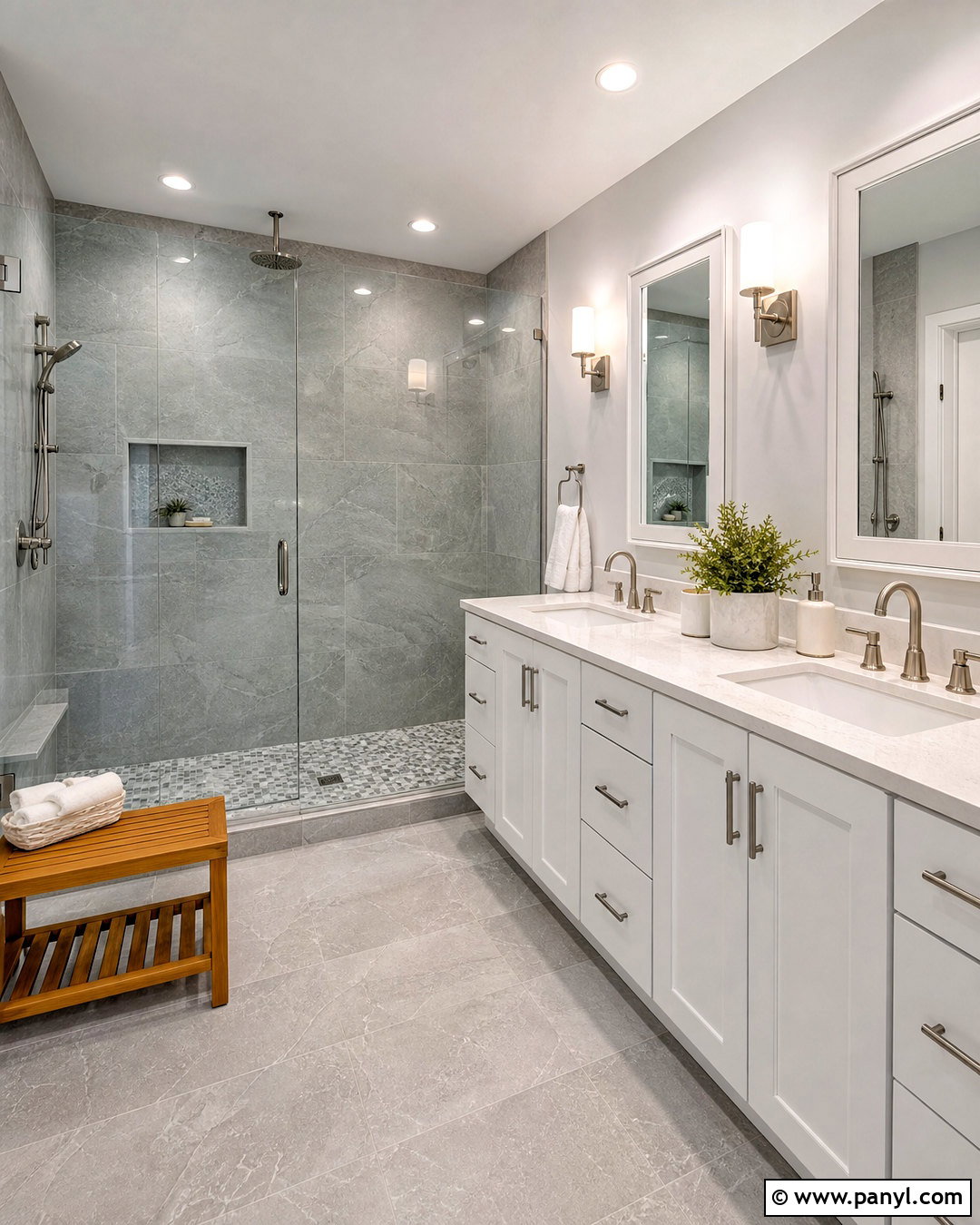 Gray Tile Shower With White Vanity - 20 grey and white bathroom ideas