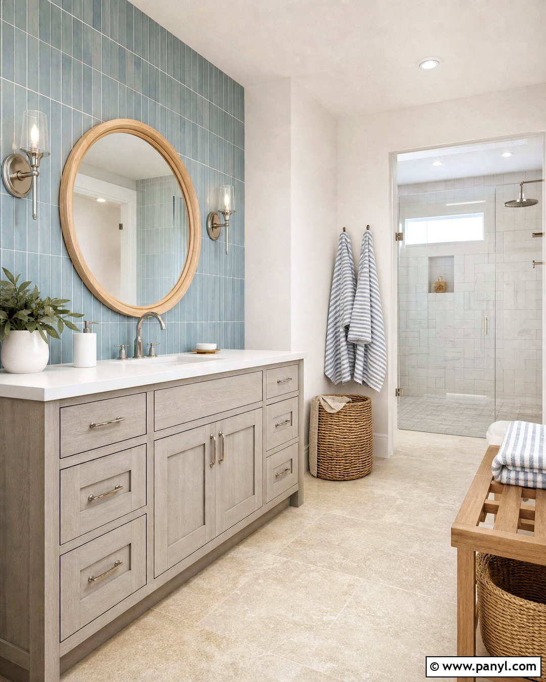Gray Vanity With Coastal Details - 20 gray vanity bathroom ideas