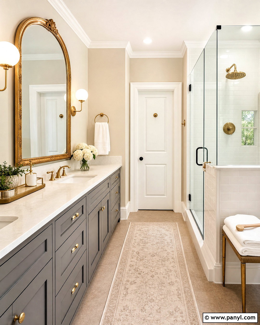 Gray Vanity With Gold Mirror - 20 gray vanity bathroom ideas