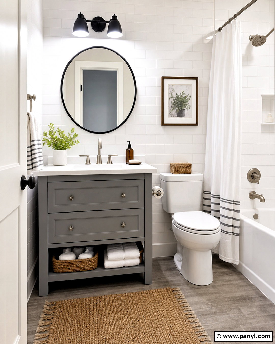 Gray Vanity With Open Shelf Storage - 20 gray vanity bathroom ideas